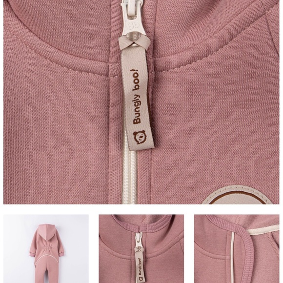 Kids Rose Warm hooded jumpsuit with flap - Gray Rose - Picture 12 of 15